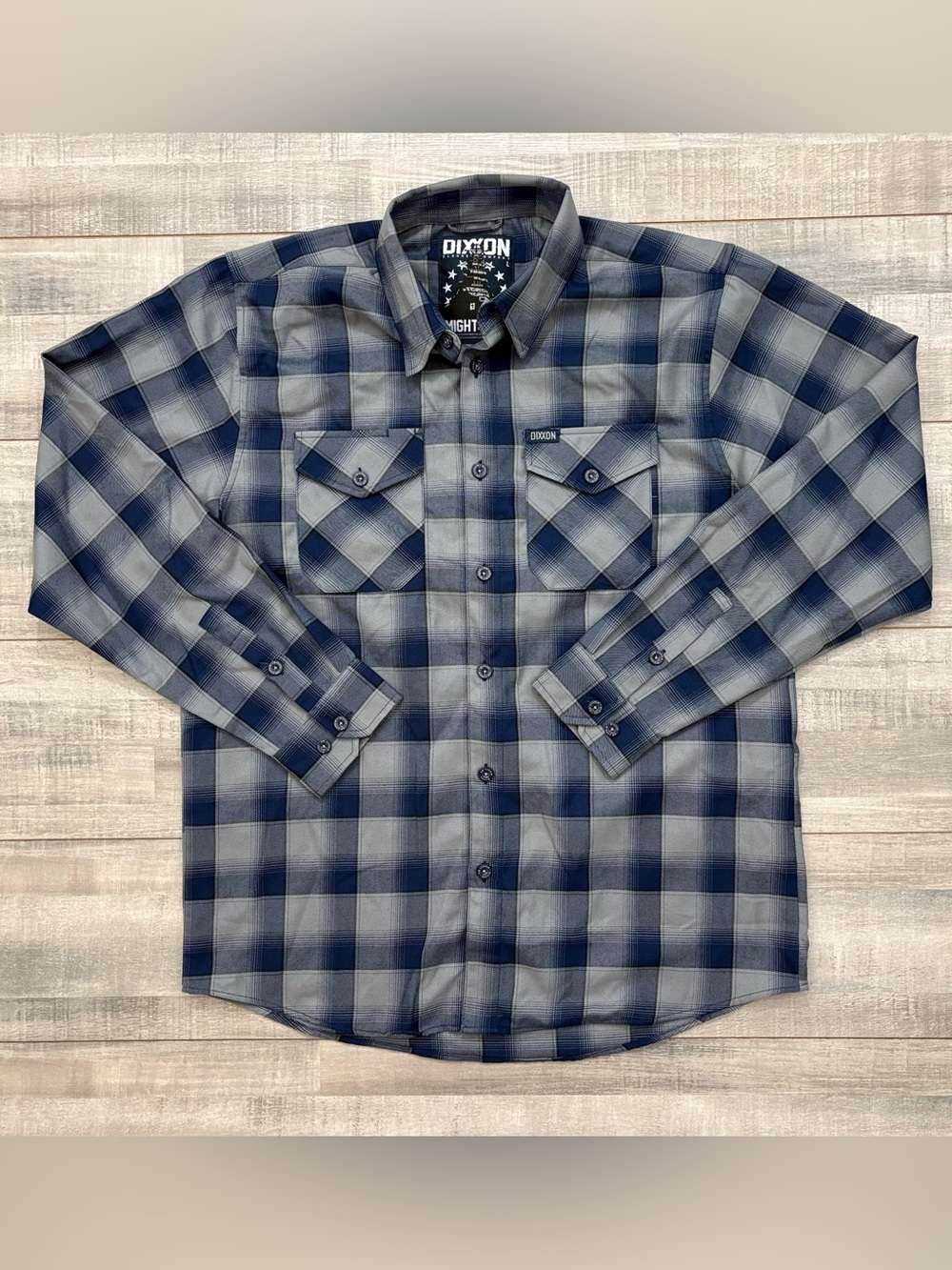 Dixxon Mighty Mo Men's Large Plaid Flannel Shirt Blue Gray D-Tech Button-Up